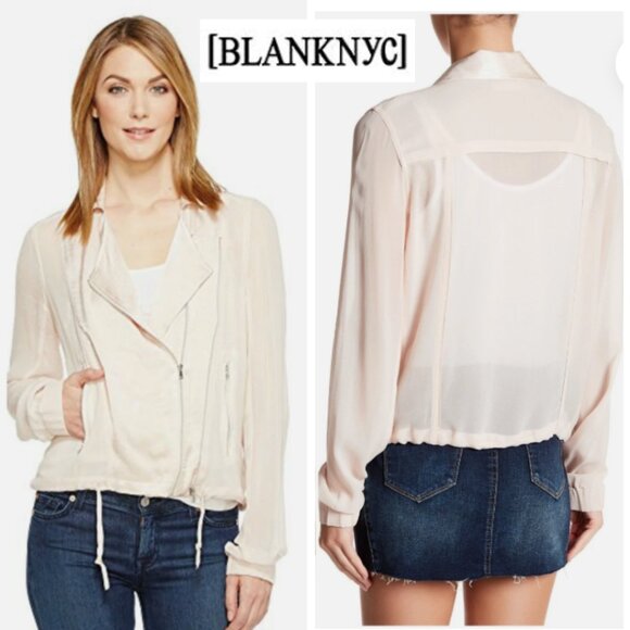Blank NYC Sheer Lightweight Asymmetric Zip Moto Jacket (Size S) - Picture 1 of 11
